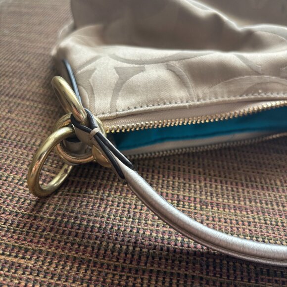 Coach Beige and Gold Shoulder Bag with Gold Accents - Picture 10 of 13